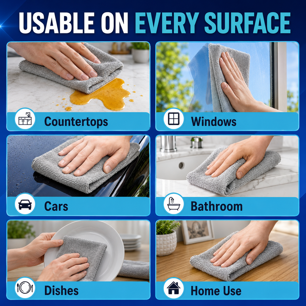 Diamond Shine Tear-Away Microfiber Cleaning Towels – 40 Count, 12" x 12"