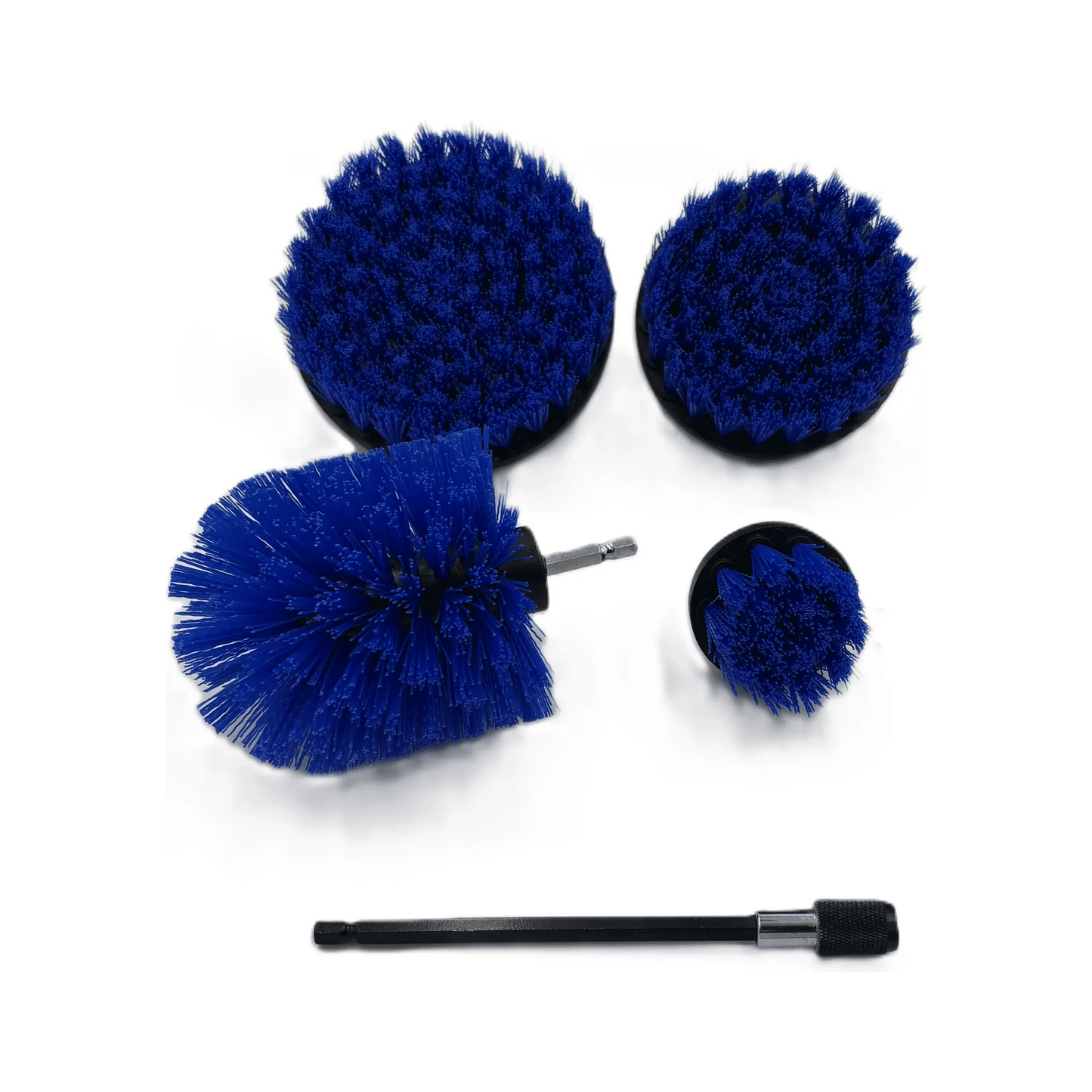 Diamond Shine 5-Piece Medium Bristle Drill Brush Cleaning Set – Power Scrubber Attachments for Tile, Grout, Sinks, Tubs, Carpets, and Outdoor Surfaces – Fits All Drills – Includes 6" Extension Rod