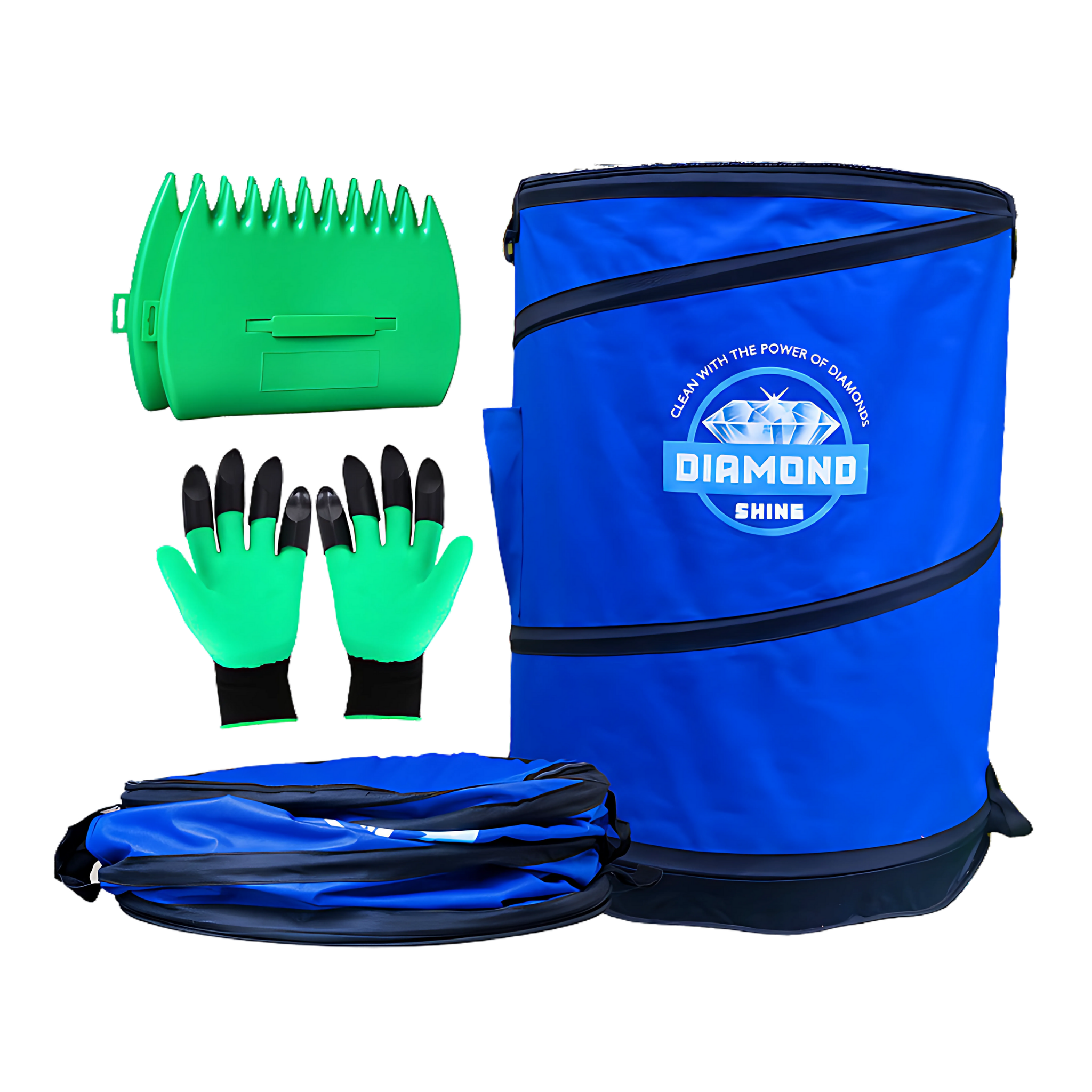 Diamond Shine 47-Gallon Collapsible Garden Bag – Heavy-Duty Reusable Yard Waste Container