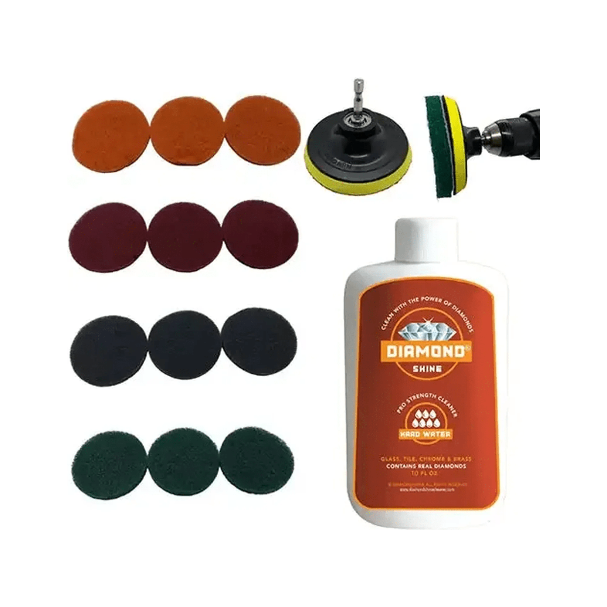 Diamond Shine 14-Piece Drill Brush Set & Hard Water Cleaner
