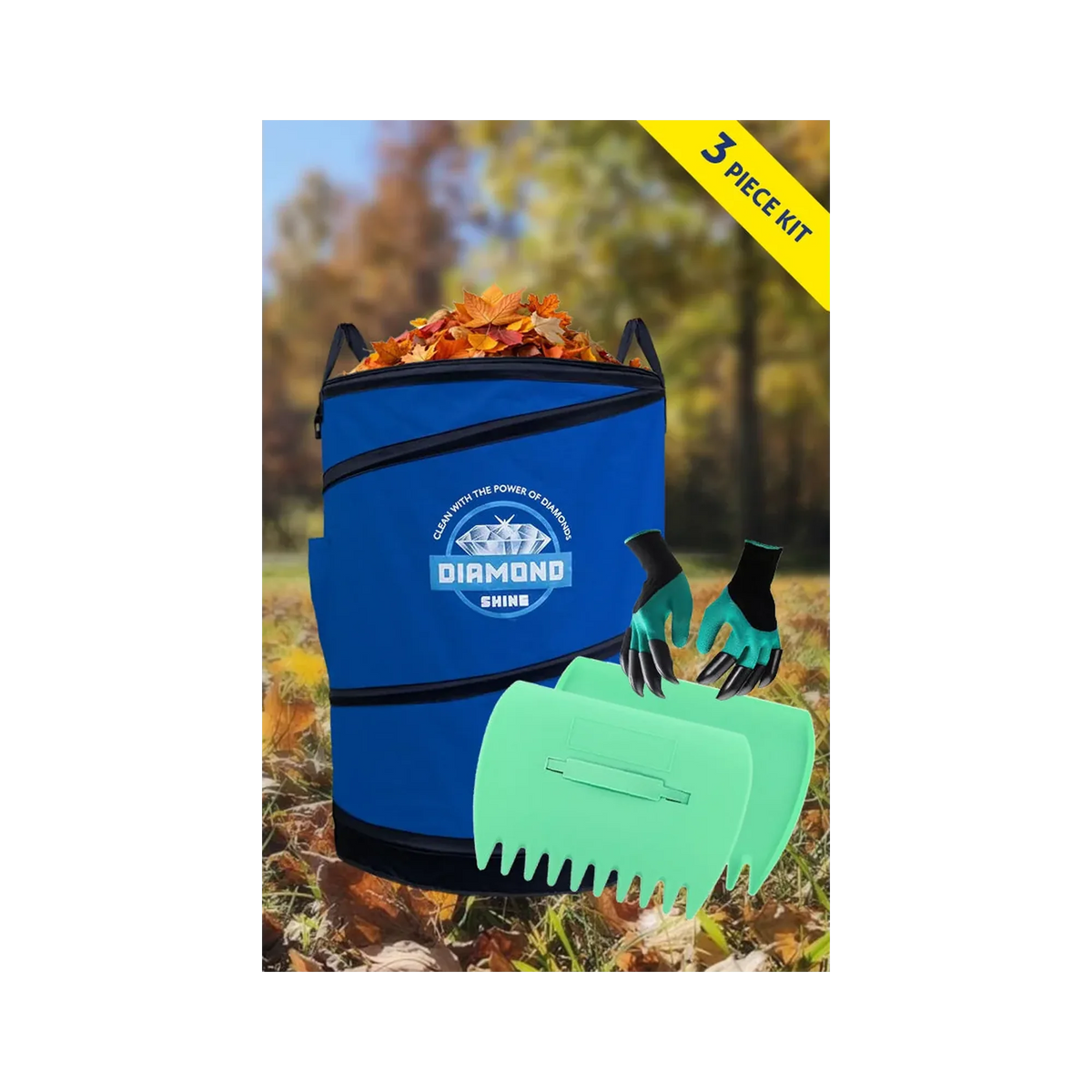 Diamond Shine 47-Gallon Collapsible Garden Bag – Heavy-Duty Reusable Yard Waste Container