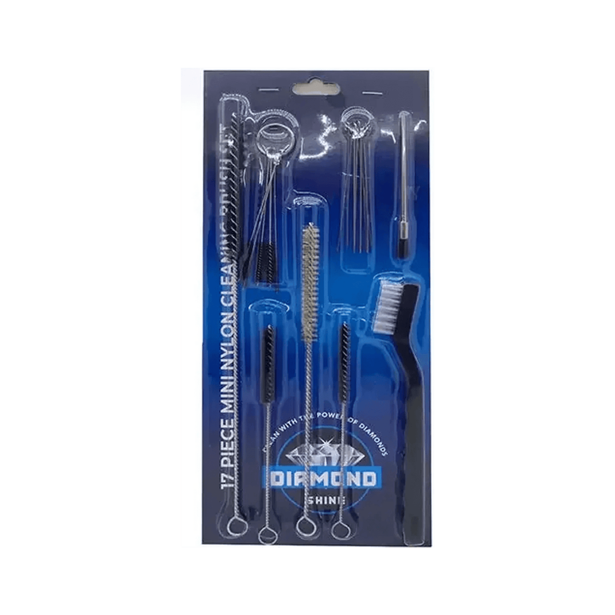 Diamond Shine 17-Piece Nylon Mini Cleaning Brush Set - Nozzle & Tube