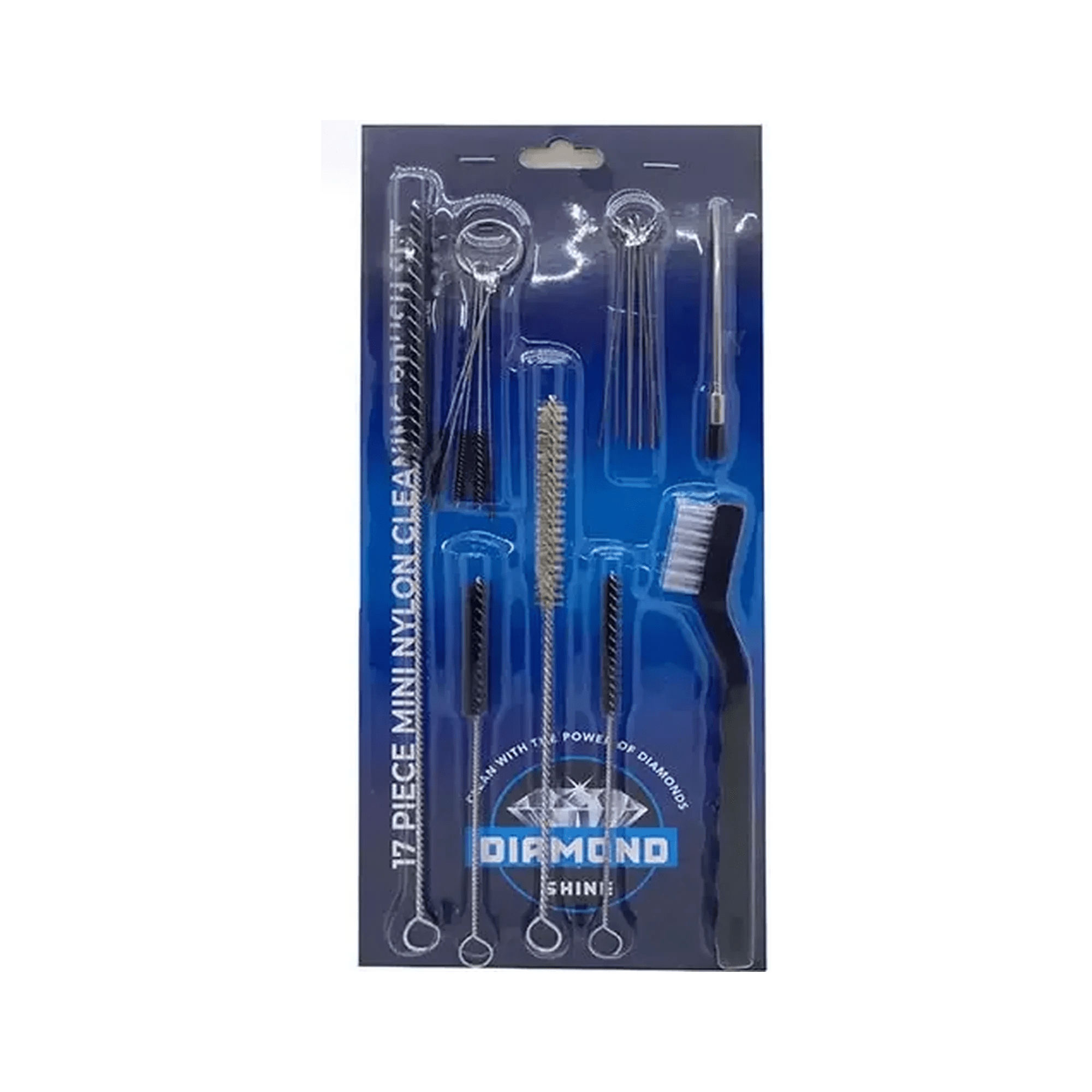 Diamond Shine 17-Piece Nylon Mini Cleaning Brush Set - Nozzle & Tube