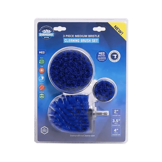 Diamond Shine 3-pack medium bristle drill brush attachments