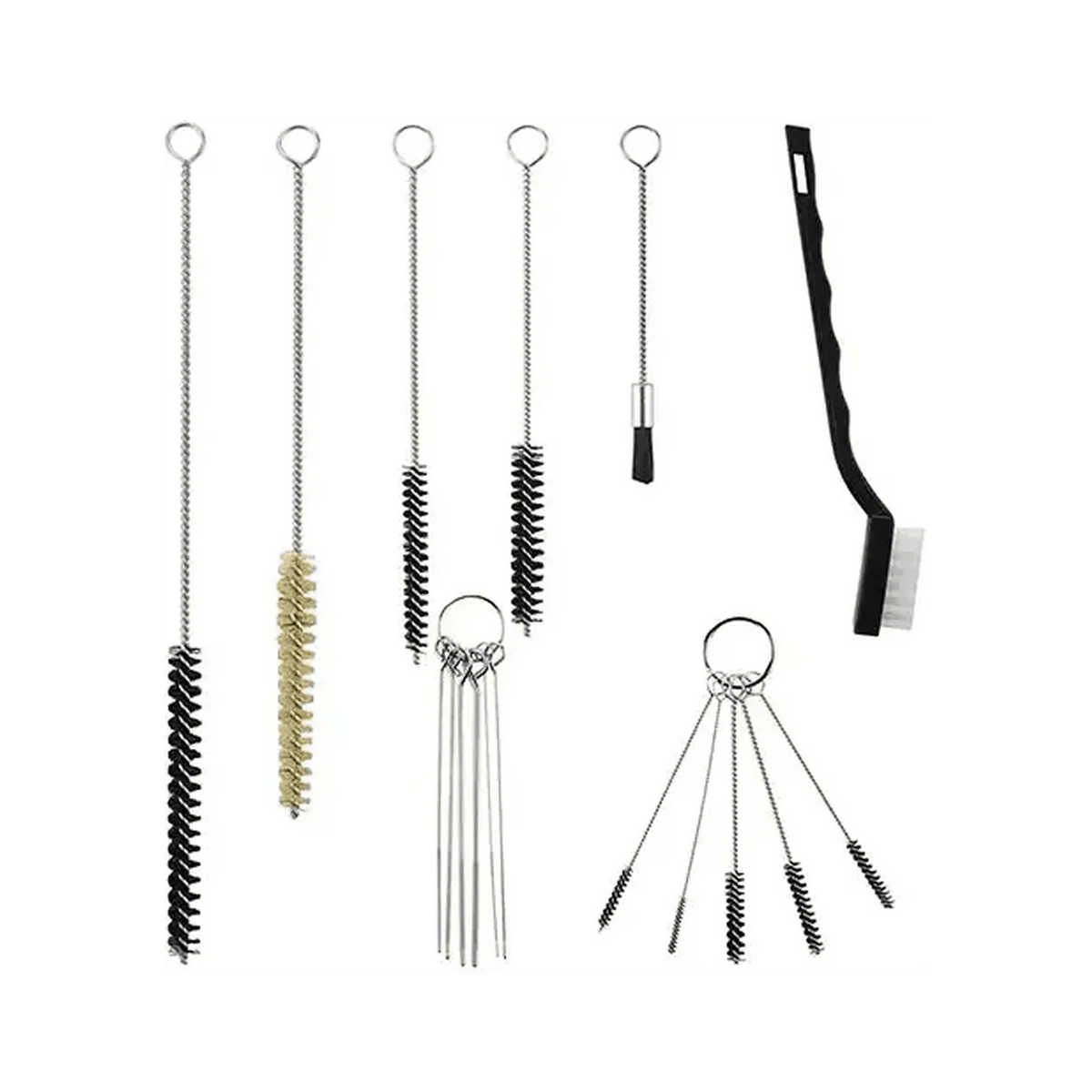 Diamond Shine 17-Piece Nylon Mini Cleaning Brush Set with nozzle and tube brushes for clearing showerheads and faucet aerators