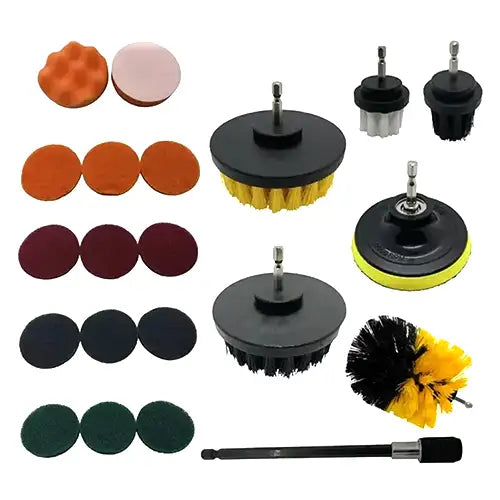 21 piece drill brush scrubber attachment set