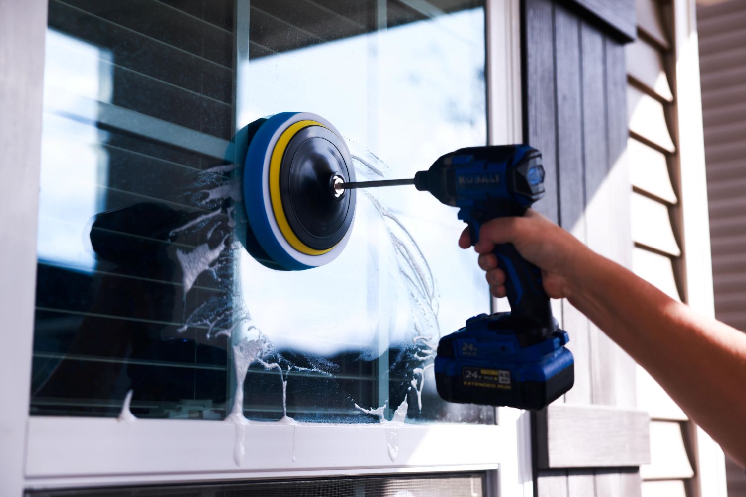 Diamond Shine 5-Piece Microfiber Drill Cleaning & Polishing Set – Drill-Powered Pads for Glass, Tile, Countertops & More