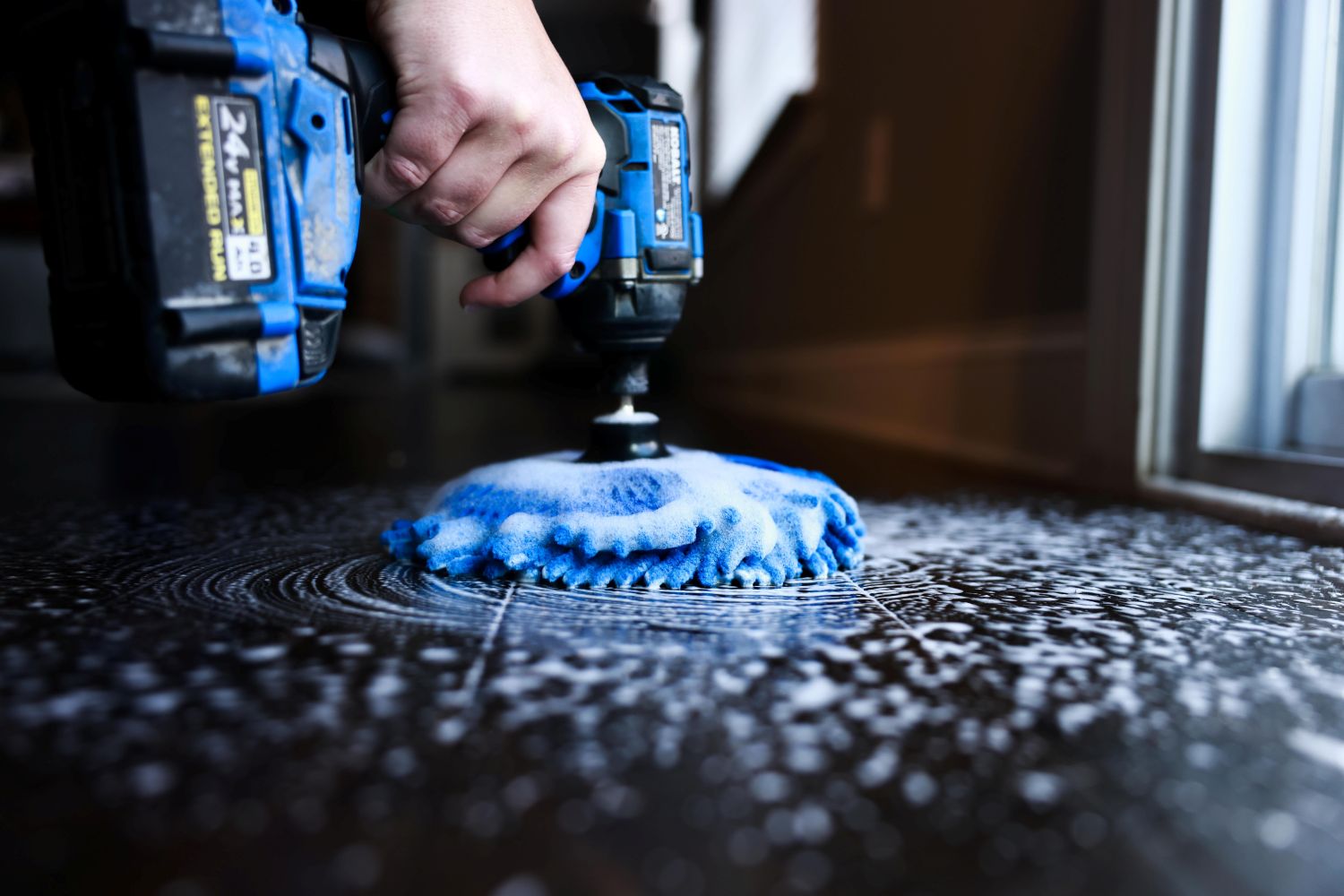 Diamond Shine 5-Piece Microfiber Drill Cleaning & Polishing Set – Drill-Powered Pads for Glass, Tile, Countertops & More