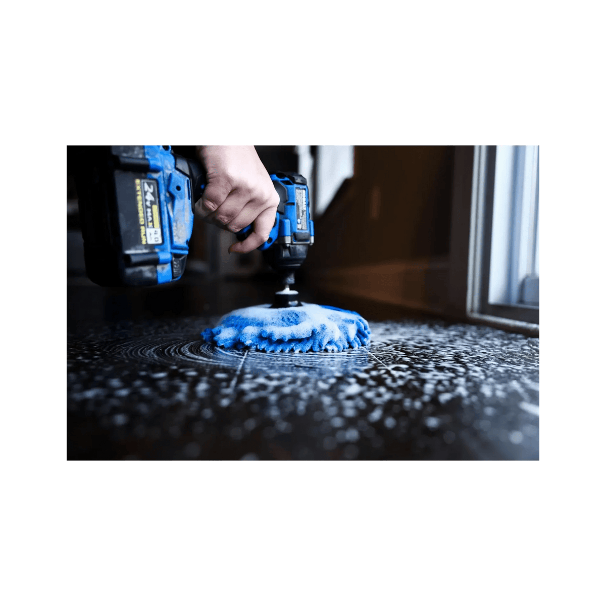 Diamond Shine 5-Piece Microfiber Drill Cleaning & Polishing Set – Drill-Powered Pads for Glass, Tile, Countertops & More