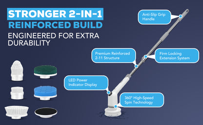 Diamond Shine #1 7-in-1 Rechargeable Electric Power Scrubber – Cordless Spin Scrubber