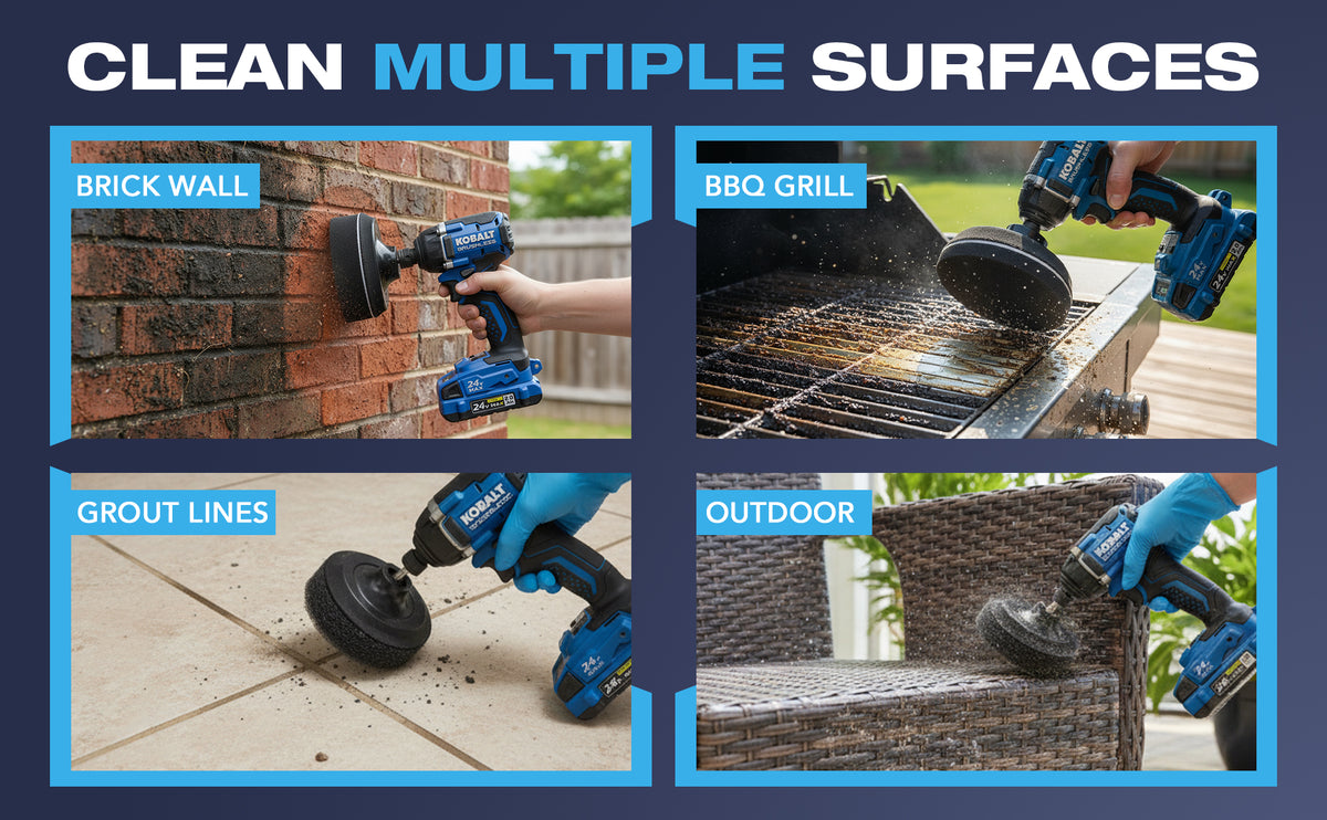 Diamond Shine 5-Piece Cleaning Scrub & Sponge Pad Set – 4” Drill Attachment Kit with Quick-Change Hex Shank – Power Scrubber Pads for Tile, Sinks, Floors, Bathrooms & Kitchen Surfaces – Hard Duty Cleaning Pads