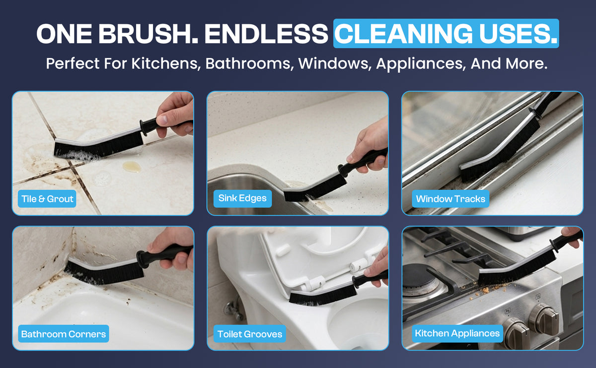 Diamond Shine 2-Piece Hard Bristle Crevice Cleaning Brush Set – Multi-Purpose Detail Scrub Brushes for Tile, Grout, Sinks, Toilets, Windows & Kitchen Surfaces – Flexible Bristles & Ergonomic Handle