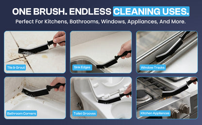 Diamond Shine 2-Piece Hard Bristle Crevice Cleaning Brush Set – Multi-Purpose Detail Scrub Brushes for Tile, Grout, Sinks, Toilets, Windows & Kitchen Surfaces – Flexible Bristles & Ergonomic Handle