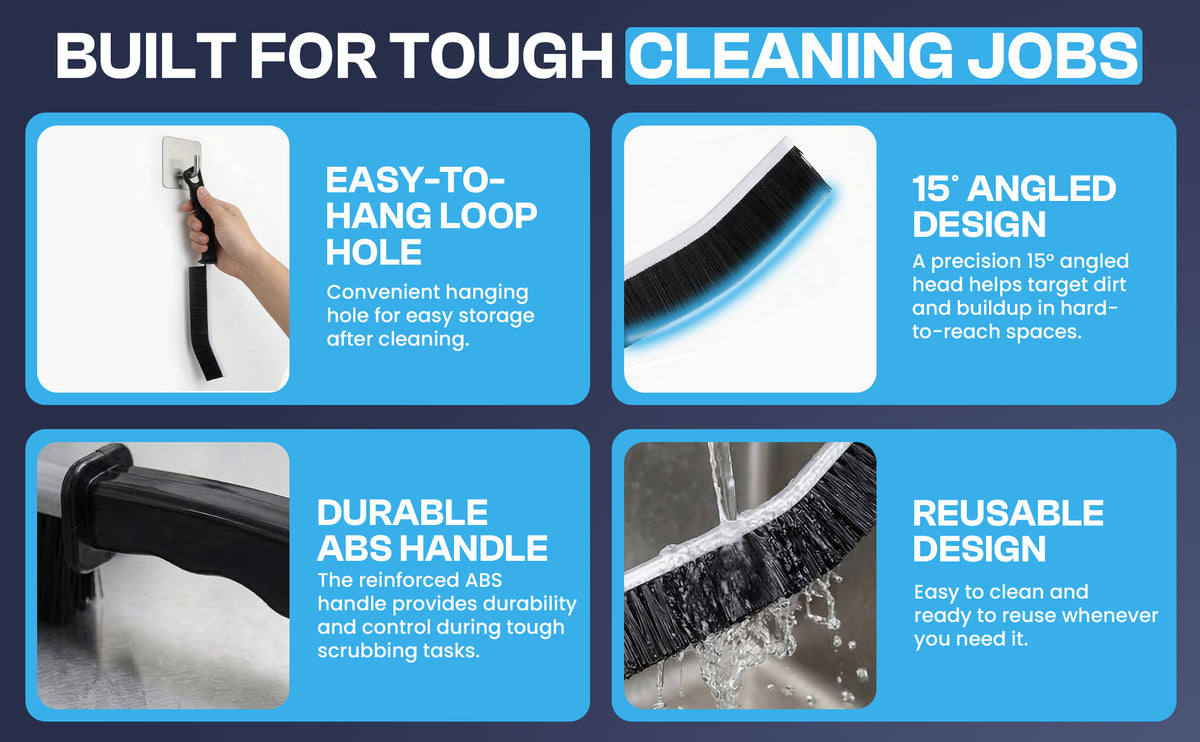 Diamond Shine 2-Piece Hard Bristle Crevice Cleaning Brush Set – Multi-Purpose Detail Scrub Brushes for Tile, Grout, Sinks, Toilets, Windows & Kitchen Surfaces – Flexible Bristles & Ergonomic Handle