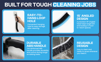 Diamond Shine 2-Piece Hard Bristle Crevice Cleaning Brush Set – Multi-Purpose Detail Scrub Brushes for Tile, Grout, Sinks, Toilets, Windows & Kitchen Surfaces – Flexible Bristles & Ergonomic Handle