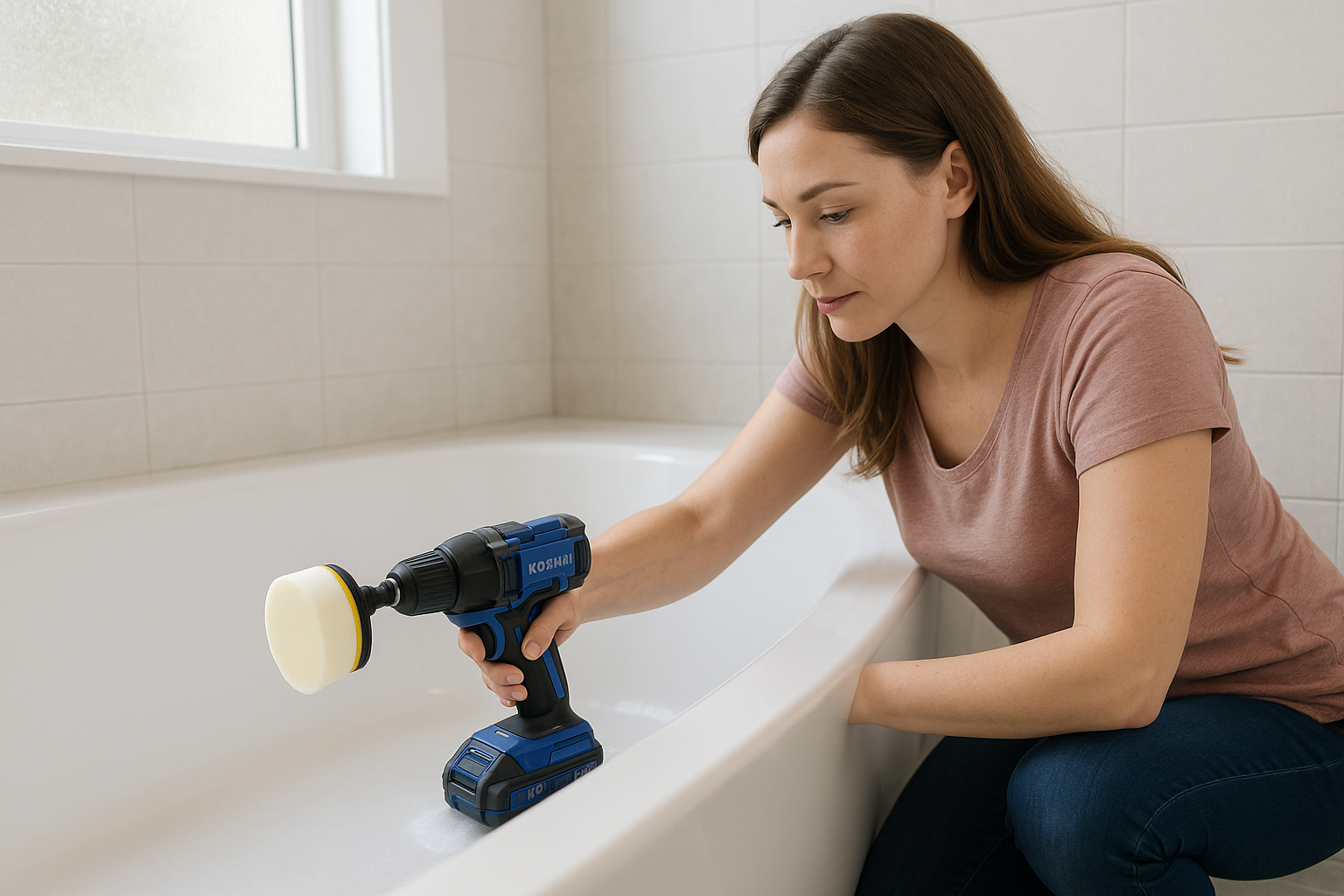 Diamond Shine 4” Cleaning Kit – 5-Piece Power Drill Scouring & Sponge Pad Set with Quick-Change Hex Shank – Heavy-Duty Scrubber Pads for Tile, Sinks, Countertops, Showers & Smooth Surfaces