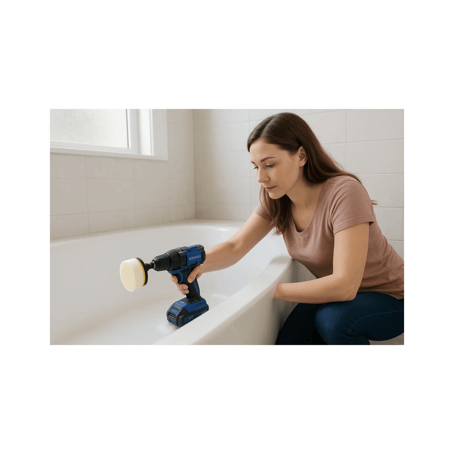 Diamond Shine 4” Cleaning Kit – 5-Piece Power Drill Scouring & Sponge Pad Set with Quick-Change Hex Shank – Heavy-Duty Scrubber Pads for Tile, Sinks, Countertops, Showers & Smooth Surfaces