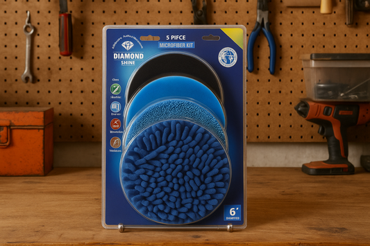 Diamond Shine 5-Piece Microfiber Drill Attachment Kit – 6” Polishing and Cleaning Pads