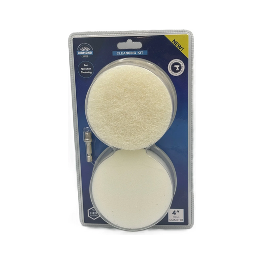 Diamond Shine 4” Cleaning Kit – 5-Piece Power Drill Scouring & Sponge Pad Set with Quick-Change Hex Shank – Heavy-Duty Scrubber Pads for Tile, Sinks, Countertops, Showers & Smooth Surfaces