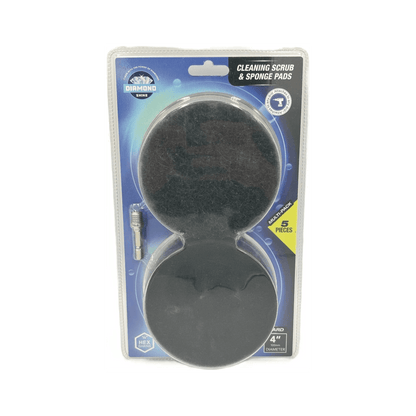 Diamond Shine 5-Piece Cleaning Scrub & Sponge Pad Set – 4” Drill Attachment Kit with Quick-Change Hex Shank – Power Scrubber Pads for Tile, Sinks, Floors, Bathrooms & Kitchen Surfaces – Hard Duty Cleaning Pads