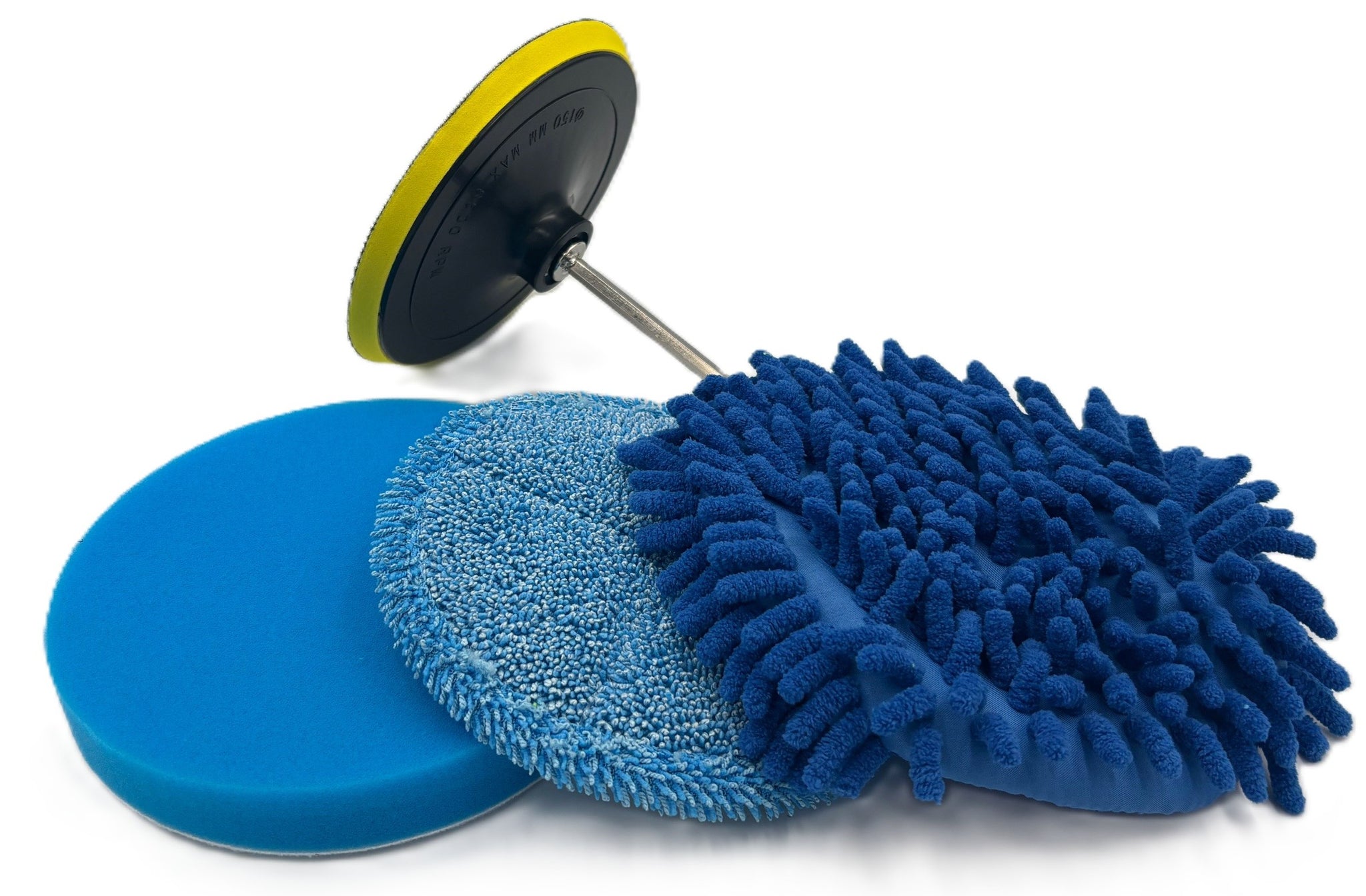 Diamond Shine 5-Piece Microfiber Drill Cleaning & Polishing Set – Drill-Powered Pads for Glass, Tile, Countertops & More