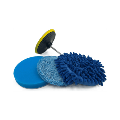 Diamond Shine 5-Piece Microfiber Drill Cleaning & Polishing Set – Drill-Powered Pads for Glass, Tile, Countertops & More
