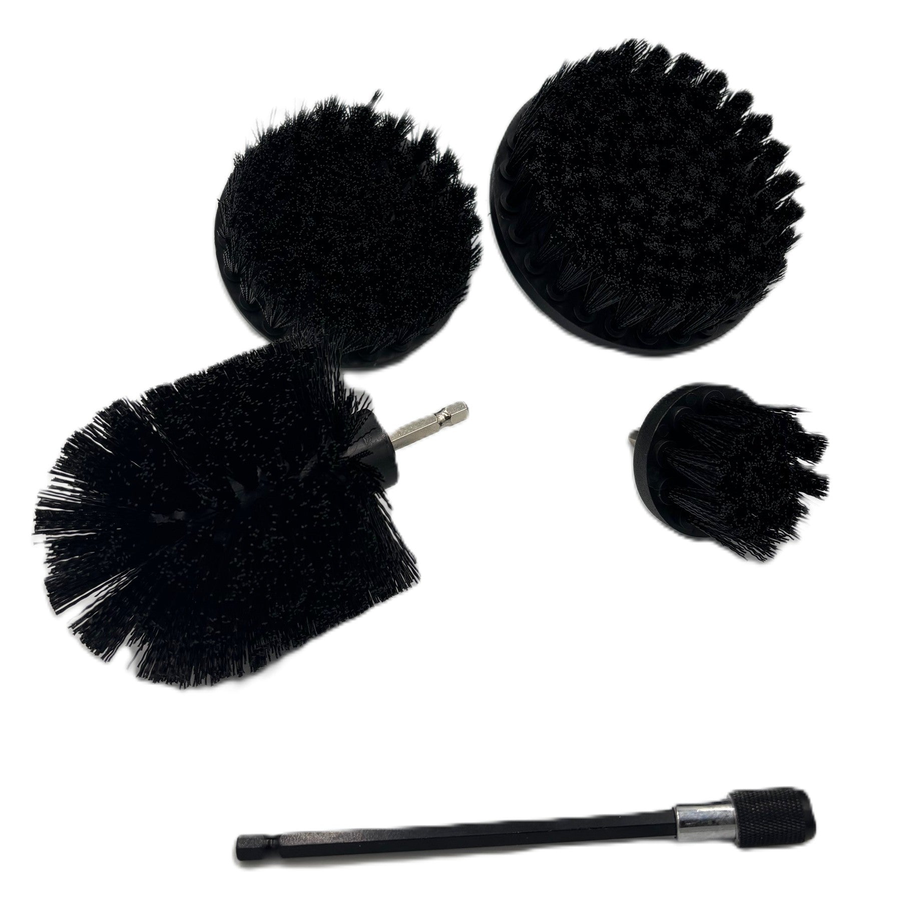 Diamond Shine 5-Piece Drill Brush Cleaning Set – Hard Bristles – Power Scrubber Attachments for Grout, Tile, Brick, Concrete, Sinks & More – Fits All Drills – Includes Extension Rod