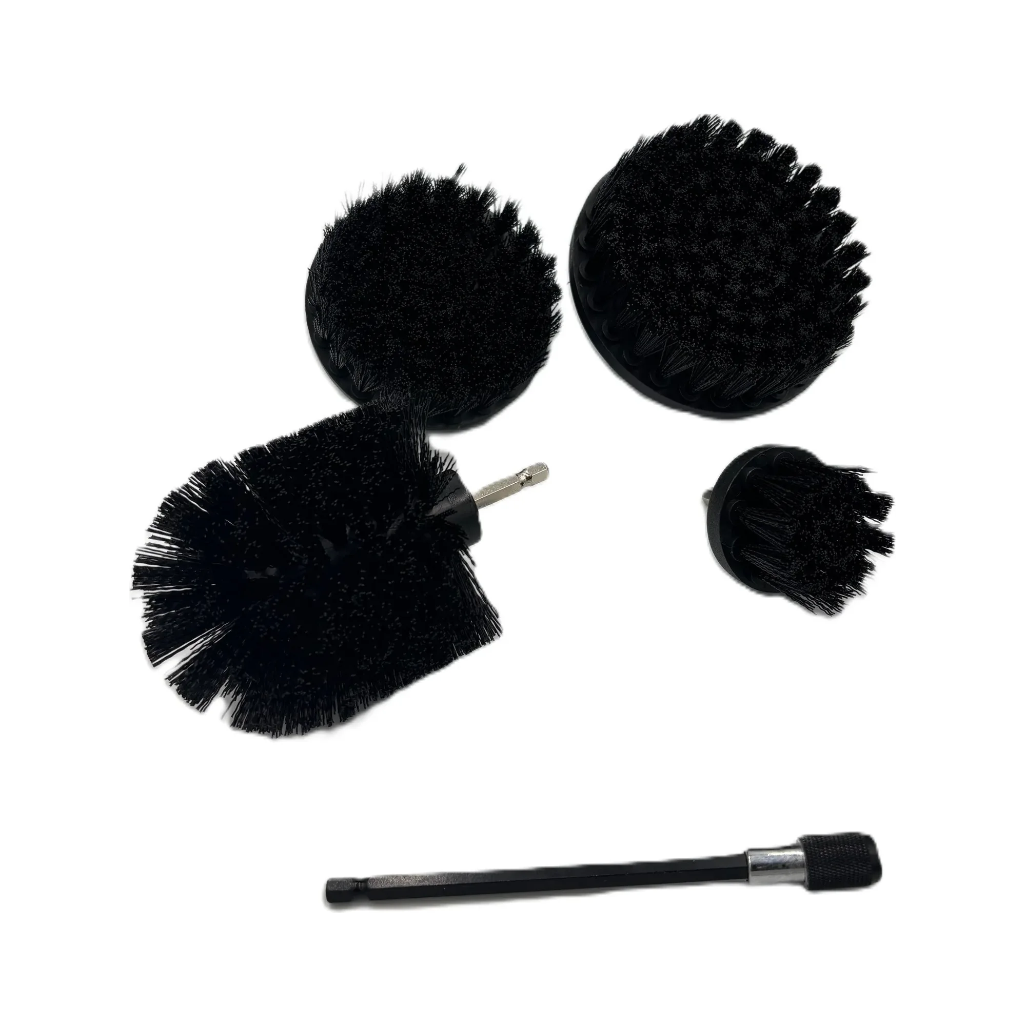 Diamond Shine 5-Piece Drill Brush Cleaning Set – Hard Bristles – Power Scrubber Attachments for Grout, Tile, Brick, Concrete, Sinks & More – Fits All Drills – Includes Extension Rod