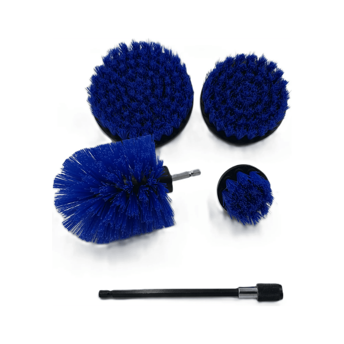 Diamond Shine 5-Piece Medium Bristle Drill Brush Cleaning Set – Power Scrubber Attachments for Tile, Grout, Sinks, Tubs, Carpets, and Outdoor Surfaces – Fits All Drills – Includes 6" Extension Rod