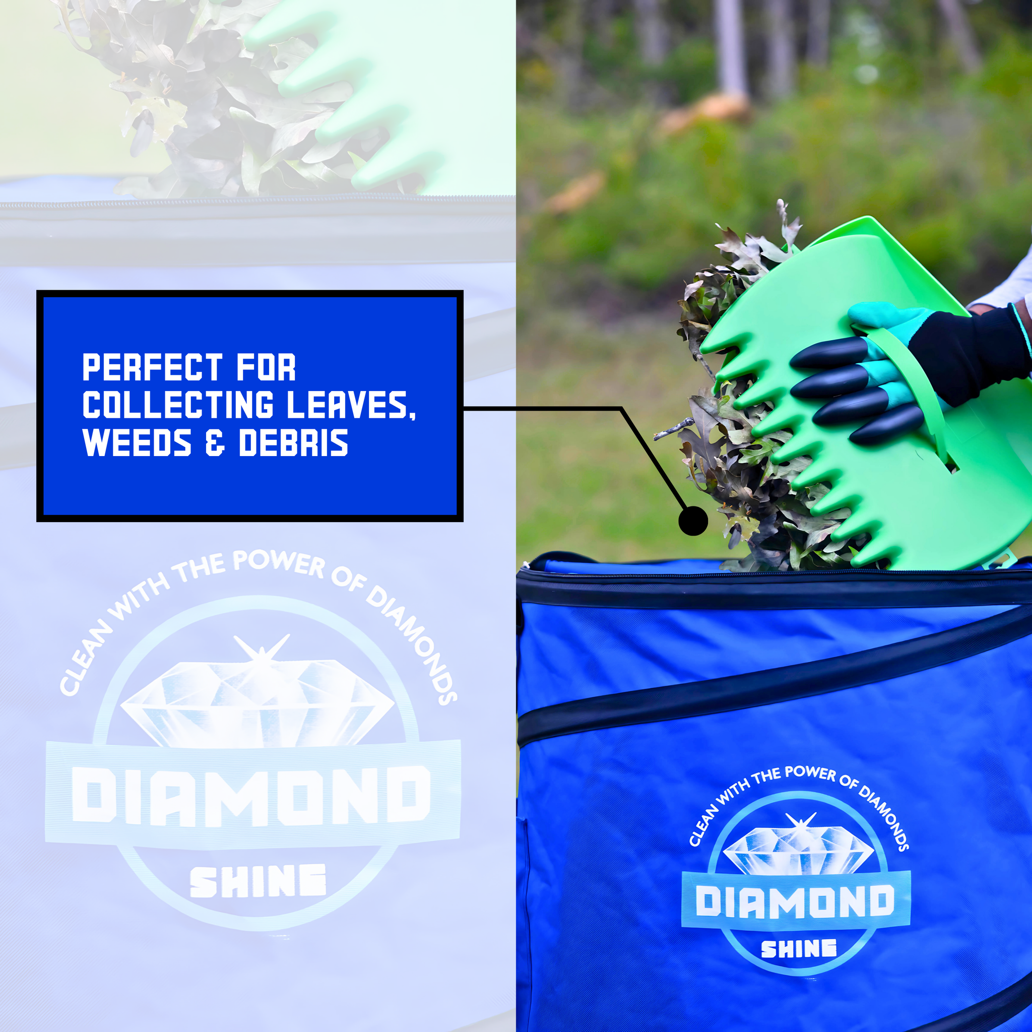 Diamond Shine 47-Gallon Collapsible Garden Bag – Heavy-Duty Reusable Yard Waste Container
