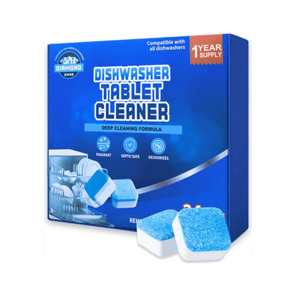 Diamond Shine Dishwasher Cleaner Tablets – 24 Count (1 Year Supply) – Deep Cleaning & Deodorizing Formula – Removes Limescale, Grease & Odors – Septic Safe & Compatible with All Dishwashers
