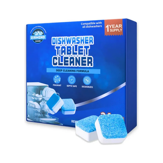 Diamond Shine Dishwasher Cleaner Tablets – 24 Count (1 Year Supply) – Deep Cleaning & Deodorizing Formula – Removes Limescale, Grease & Odors – Septic Safe & Compatible with All Dishwashers