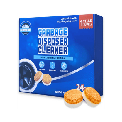 Diamond Shine Garbage Disposer Cleaner Tablets – 24 Count (1 Year Supply) – Deep Cleaning & Deodorizing Formula – Septic Safe, Removes Residue & Odor, Compatible with All Garbage Disposals