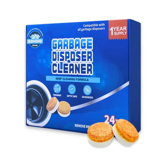 Diamond Shine Garbage Disposer Cleaner Tablets – 24 Count (1 Year Supply) – Deep Cleaning & Deodorizing Formula – Septic Safe, Removes Residue & Odor, Compatible with All Garbage Disposals