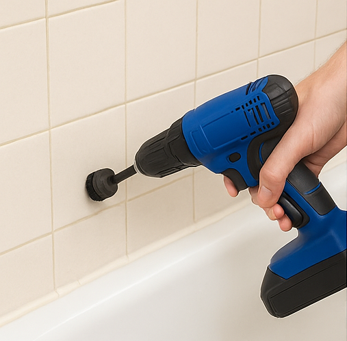 Diamond Shine 5-Piece Drill Brush Cleaning Set – Hard Bristles – Power Scrubber Attachments for Grout, Tile, Brick, Concrete, Sinks & More – Fits All Drills – Includes Extension Rod