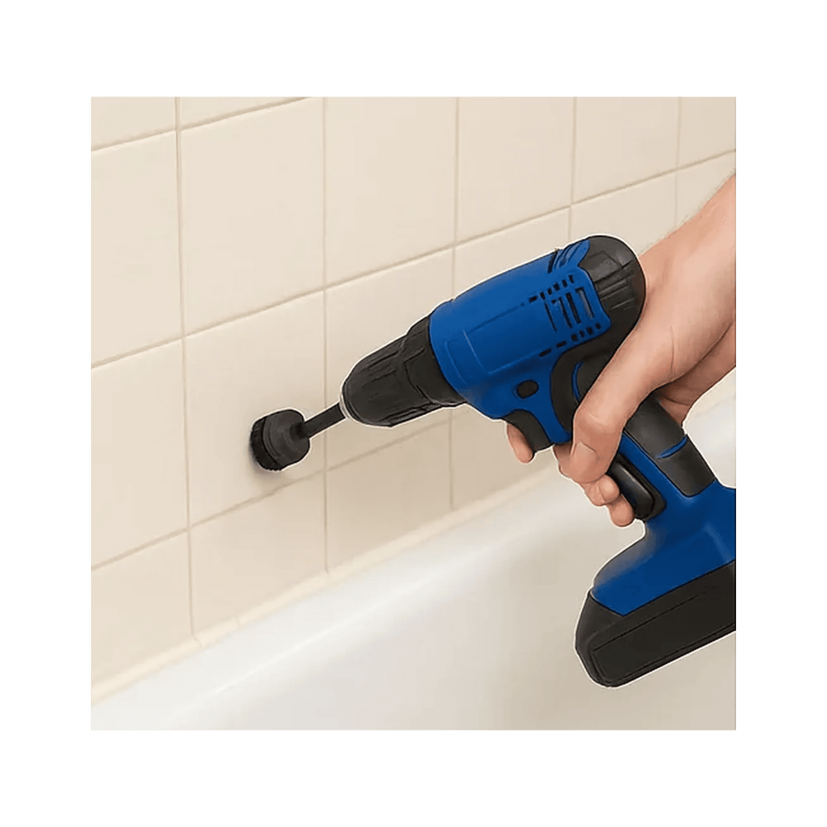 Diamond Shine 5-Piece Drill Brush Cleaning Set – Hard Bristles – Power Scrubber Attachments for Grout, Tile, Brick, Concrete, Sinks & More – Fits All Drills – Includes Extension Rod