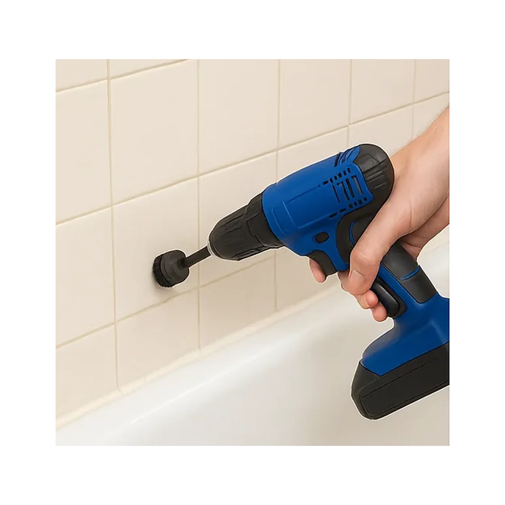 Diamond Shine 5-Piece Drill Brush Cleaning Set – Hard Bristles – Power Scrubber Attachments for Grout, Tile, Brick, Concrete, Sinks & More – Fits All Drills – Includes Extension Rod