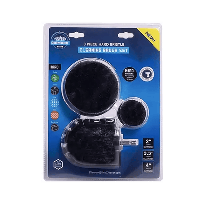 Diamond Shine Drill Brush Set – 3-Pack Hard Bristle Power Scrubber Attachments for Cleaning