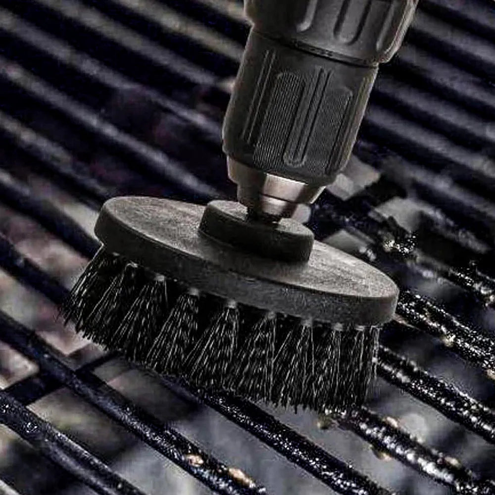 firm bristle cleaning attachment for drill