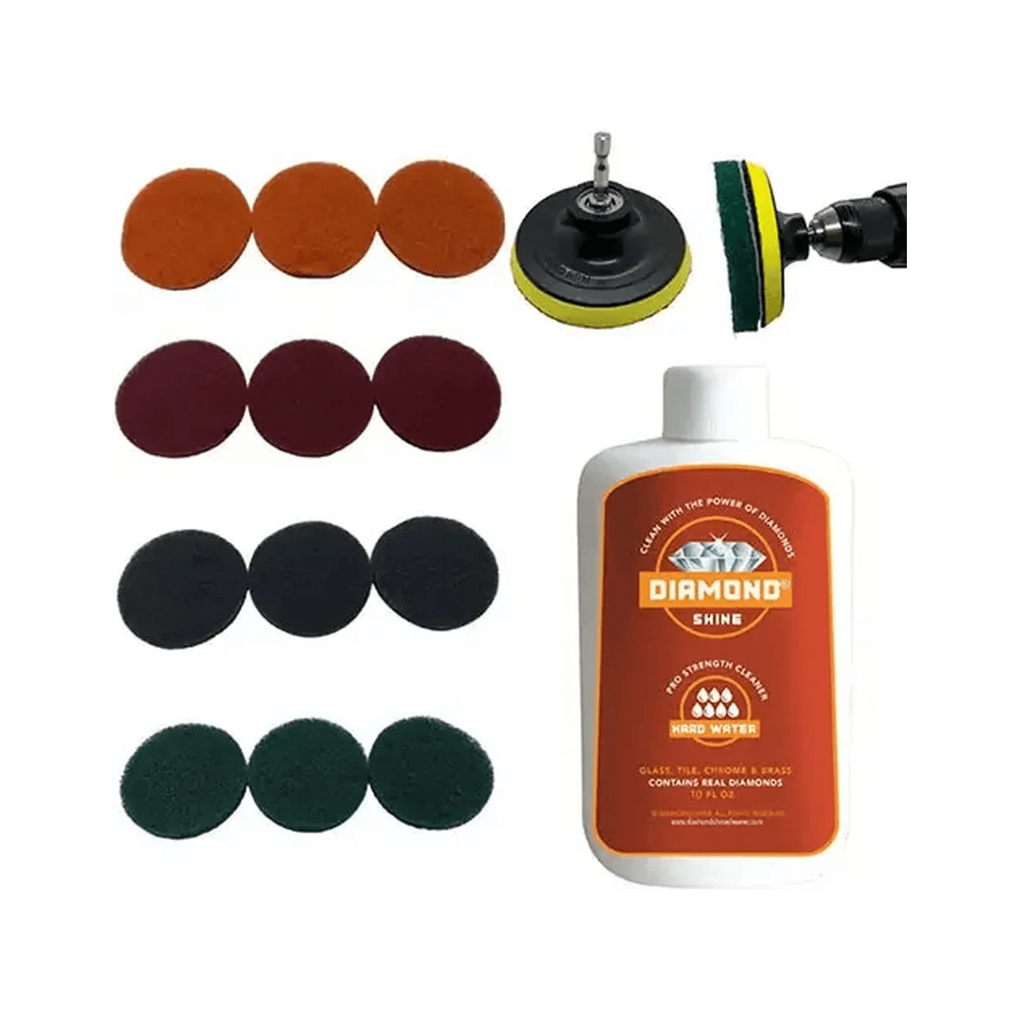 Diamond Shine 14-Piece Drill Brush Set & Hard Water Cleaner