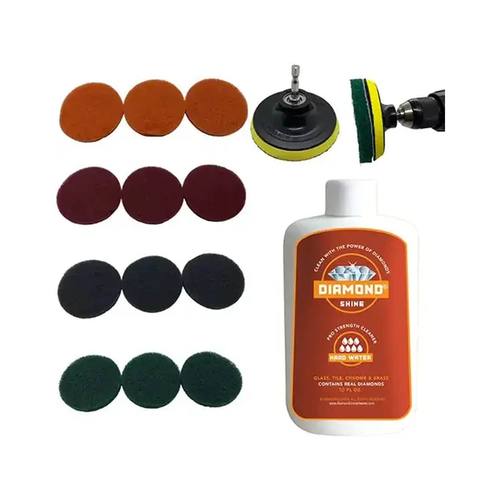 Diamond Shine 14-Piece Drill Brush Set & Hard Water Cleaner