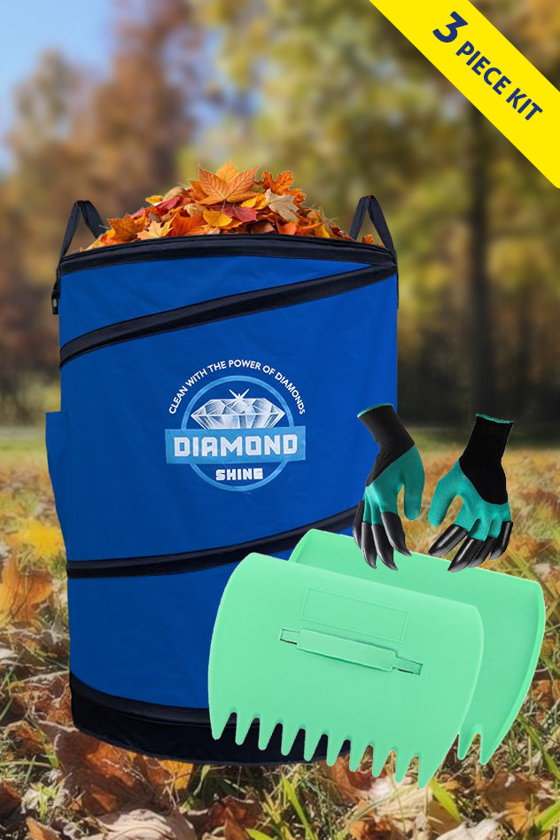 Diamond Shine 47-Gallon Collapsible Garden Bag – Heavy-Duty Reusable Yard Waste Container with Zipper Lid and Handles