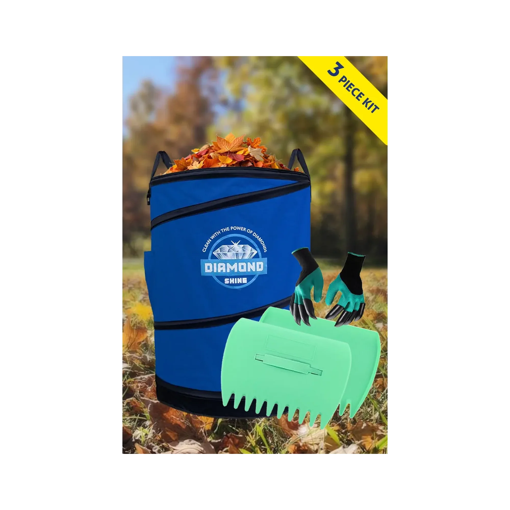 Diamond Shine 47-Gallon Collapsible Garden Bag – Heavy-Duty Reusable Yard Waste Container