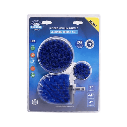 Diamond Shine Drill Brush Set – 3-Pack Medium Bristle Power Scrubber Attachments for All-Purpose Cleaning