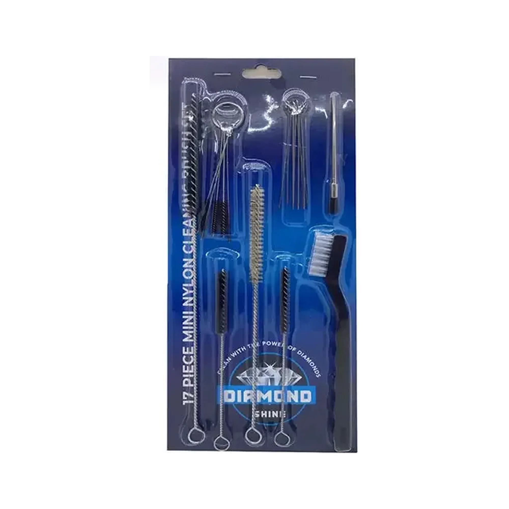 Diamond Shine 17-Piece Nylon Mini Cleaning Brush Set - Nozzle & Tube