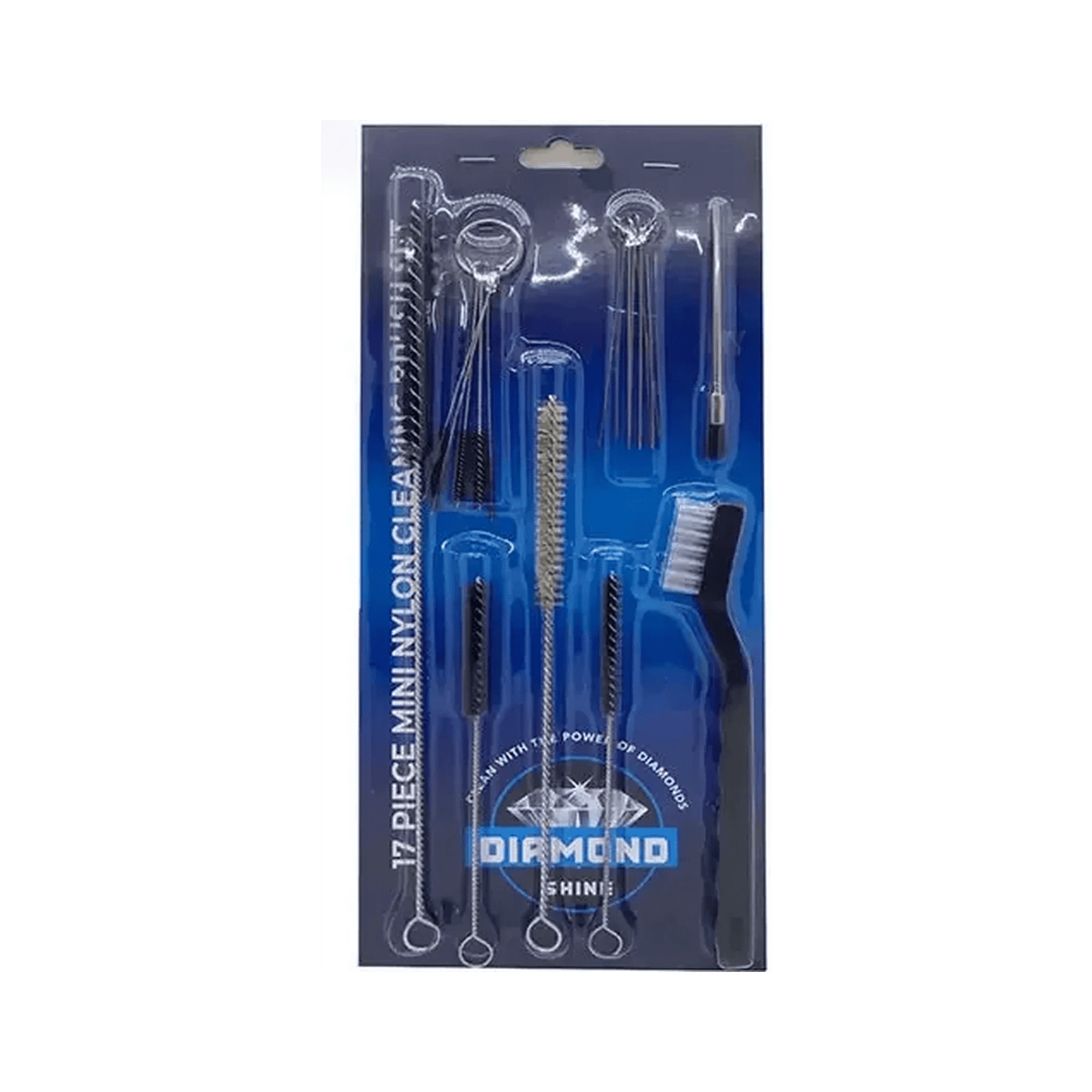Diamond Shine 17-Piece Nylon Mini Cleaning Brush Set - Nozzle & Tube