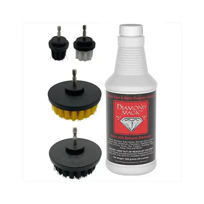 Diamond Magic 20oz & 4-Piece Drill Brush Set - Calcium, Limescale, Rust