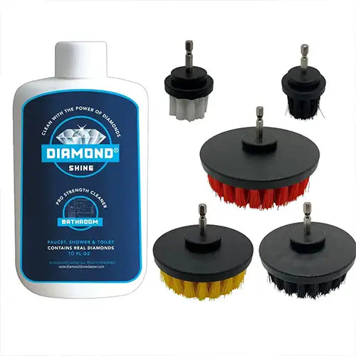 shower and tub scrub brush set cleaning solution