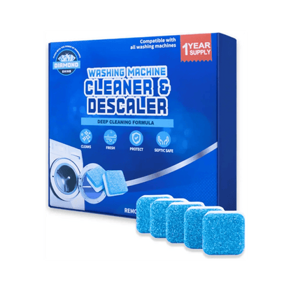 Diamond Shine Washing Machine Cleaner & Descaler Tablets – 24 Count (1 Year Supply) – Deep Cleaning & Deodorizing Formula – Removes Odor, Limescale & Residue – Compatible with All Washing Machines, Septic Safe