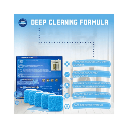 Diamond Shine Washing Machine Cleaner & Descaler Tablets – 24 Count (1 Year Supply) – Deep Cleaning & Deodorizing Formula – Removes Odor, Limescale & Residue – Compatible with All Washing Machines, Septic Safe